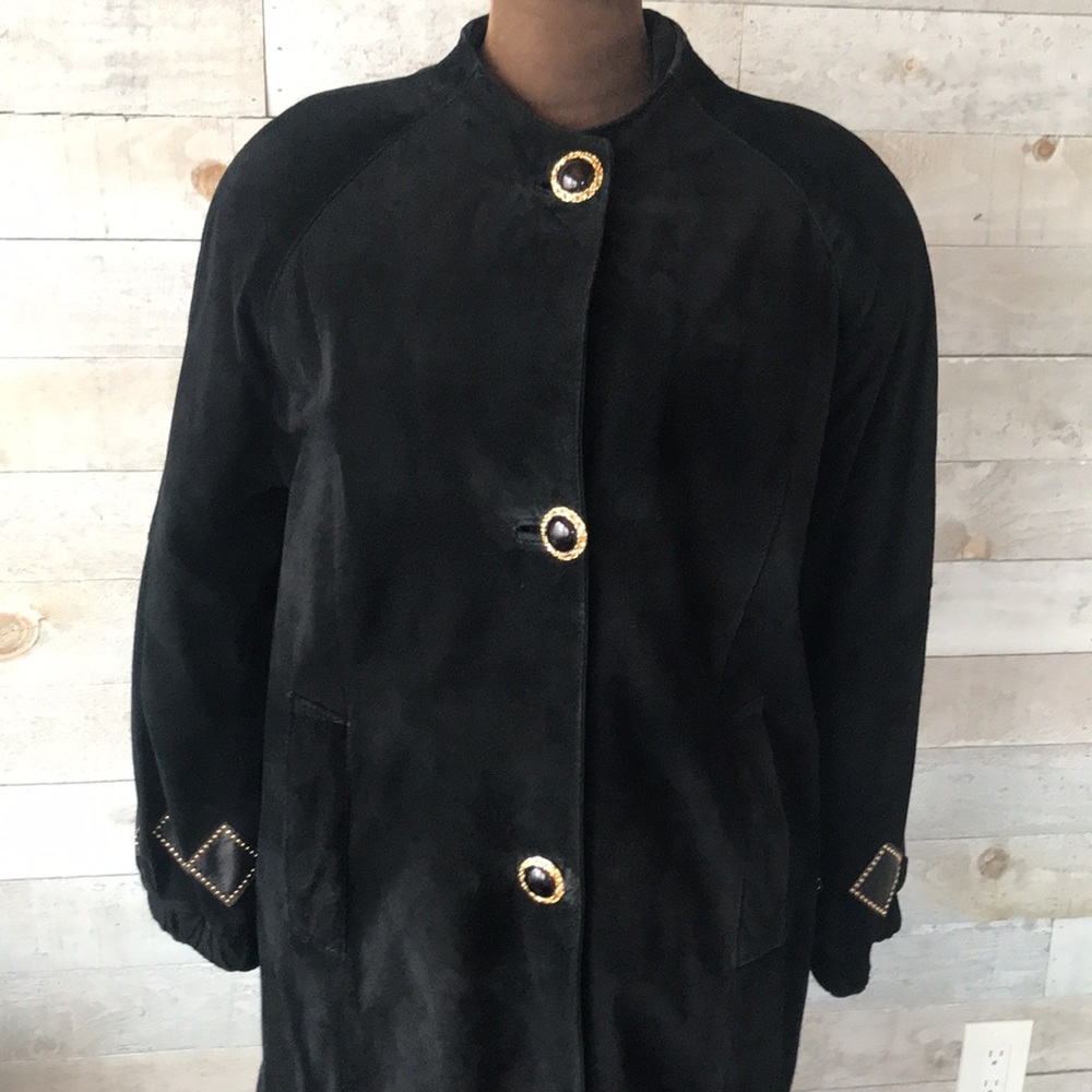 1980s diCapra genuine suede long dressy coat - Picture 6 of 16